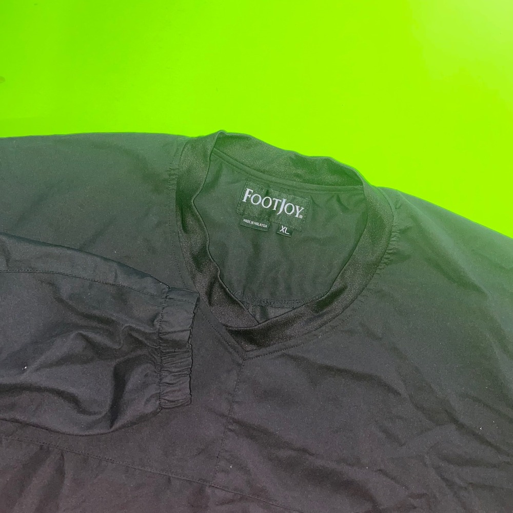 FootJoy Mens XL Black V-Neck Golf‎ Windbreaker Pullover Windshirt Long Sleeve FJ